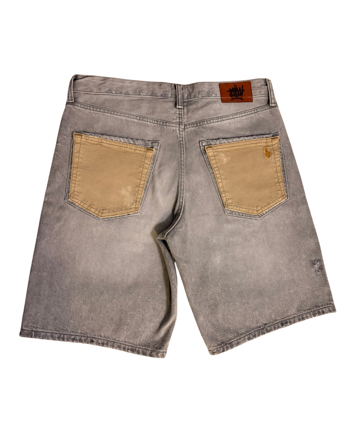 PATCHWORK DENIM SHORTS